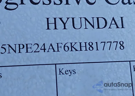 2019 Hyundai Sonata Se z USA, uszkodzony, nr VIN 5NPE24AF6KH817778